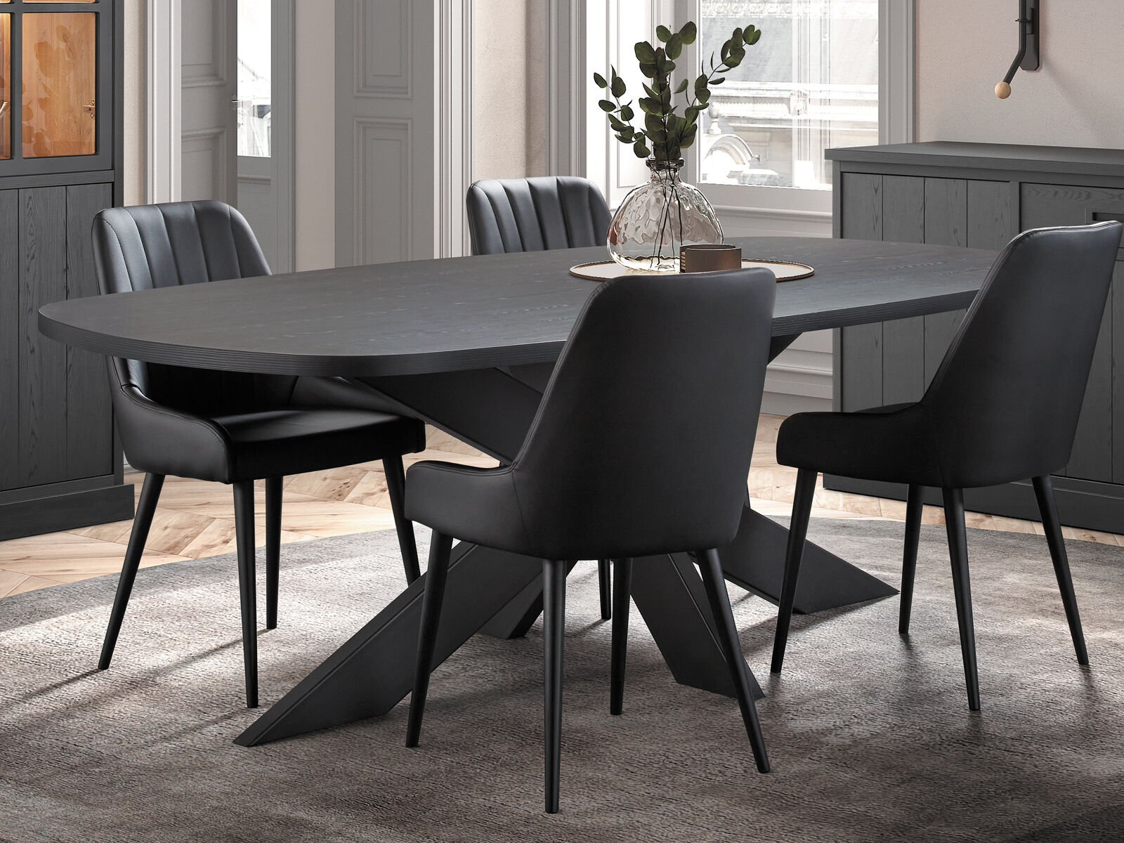 Table repas ovale RAPHEO 230 cm noir nox
