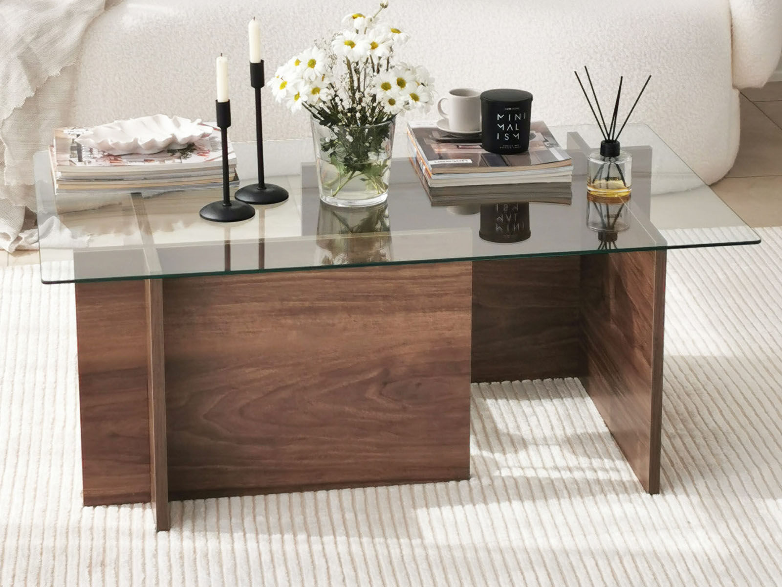 Table basse rectangulaire CAPELLA 105 cm noyer