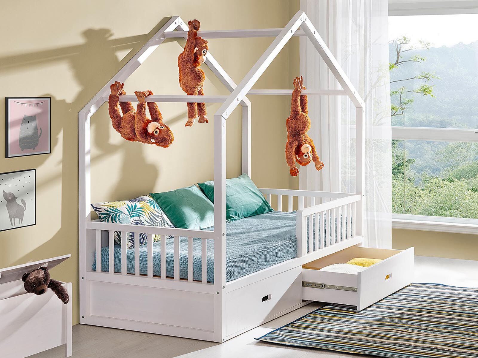 Lit cabane VITALIS 80x190 cm pin blanc