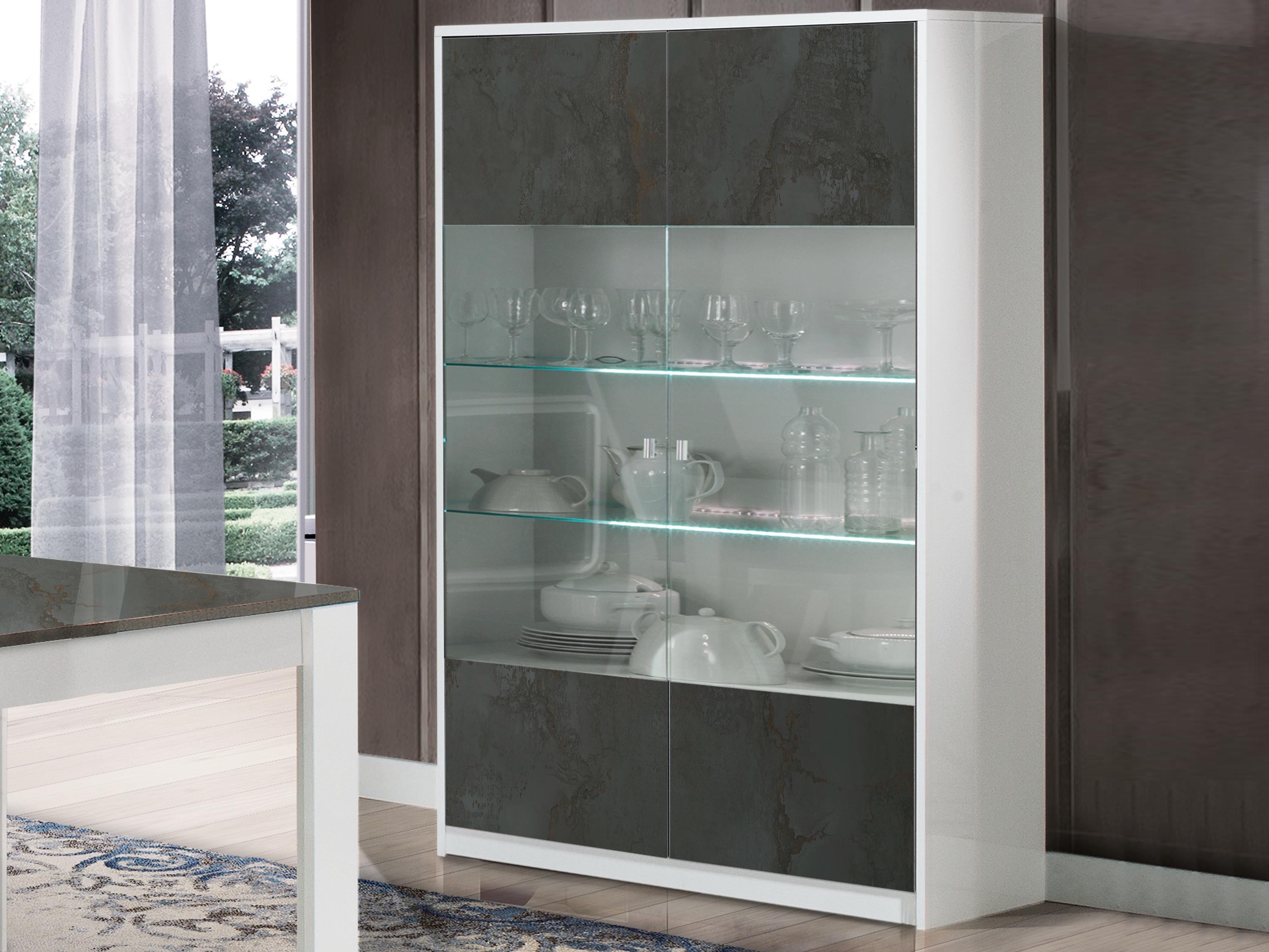 Vitrine GIARDINO 2 portes blanc/graphite