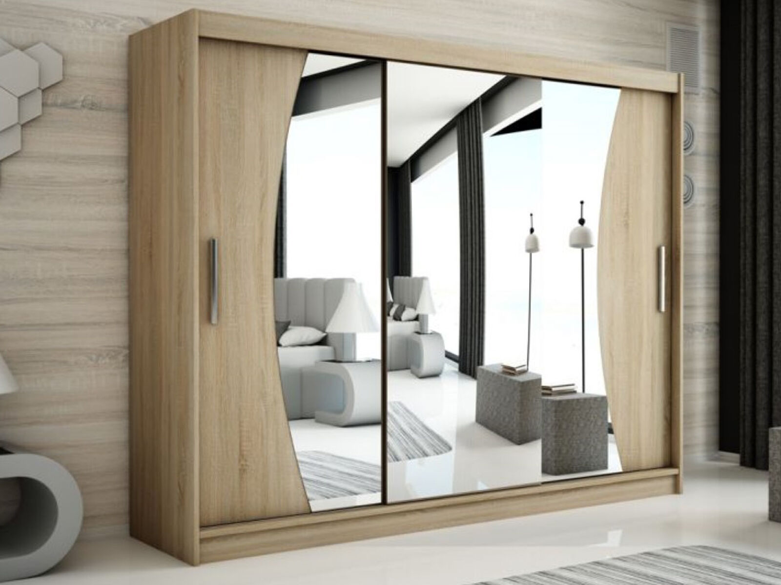 Armoire WAVRE 3 portes coulissantes 250 cm sonoma