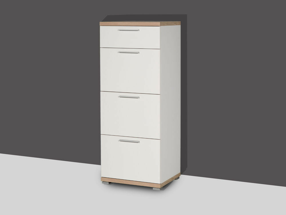 Commode TOMI 4 tiroirs sonoma/blanc