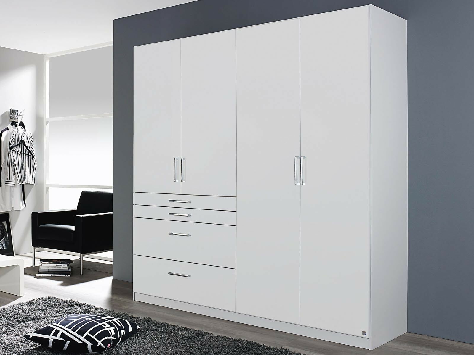 Armoire HARBOR 4 portes 4 tiroirs blanc