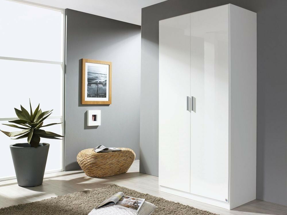 Armoire CELTI 2 portes (penderie) blanc/blanc laqué