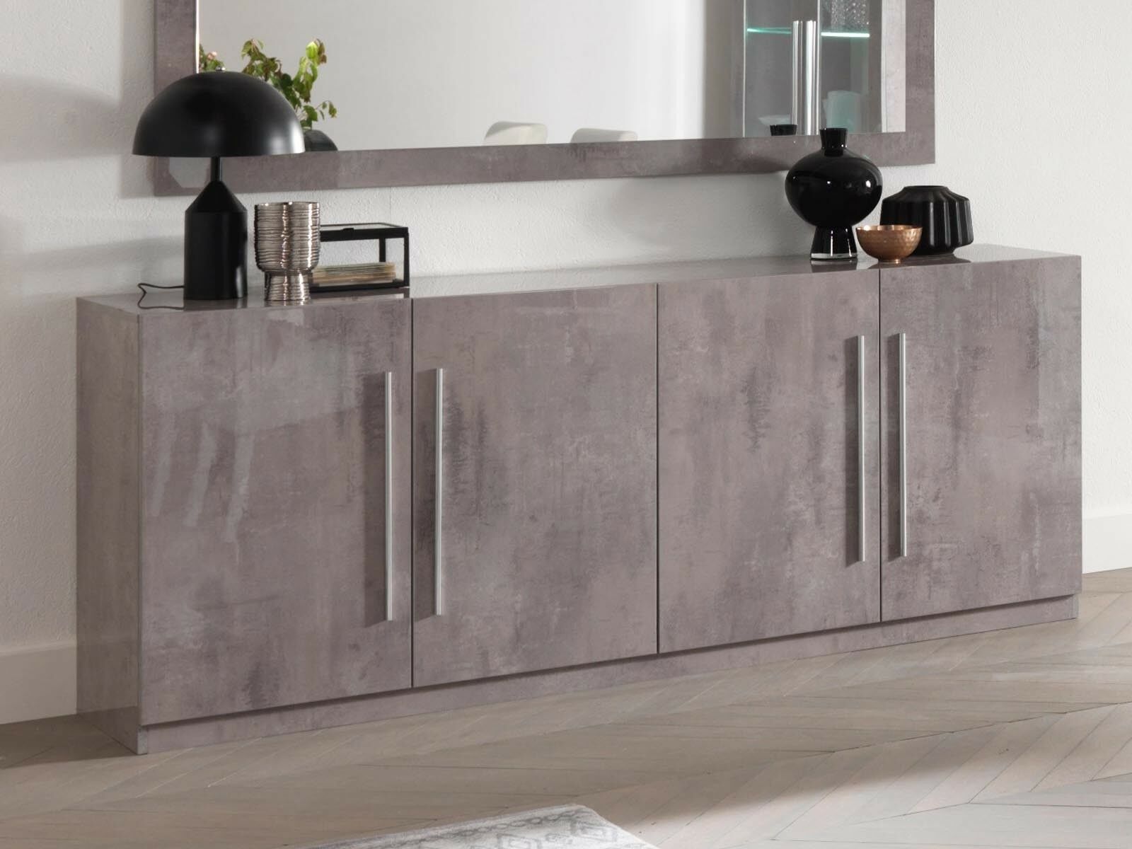 Buffet/bahut GRENADE 4 portes marbre laqué