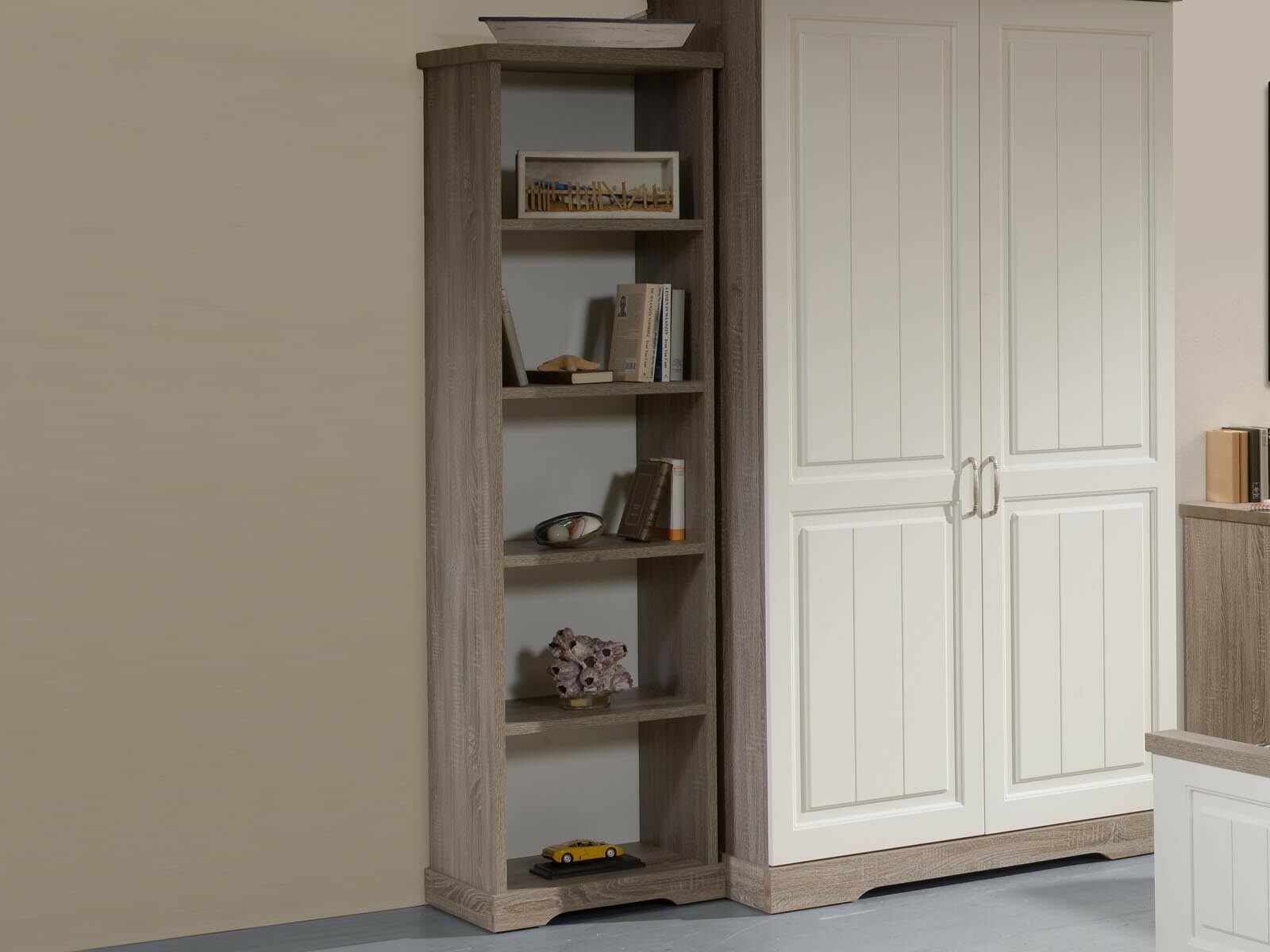 Bibliothèque IVANA 5 niches truffe/porcelaine