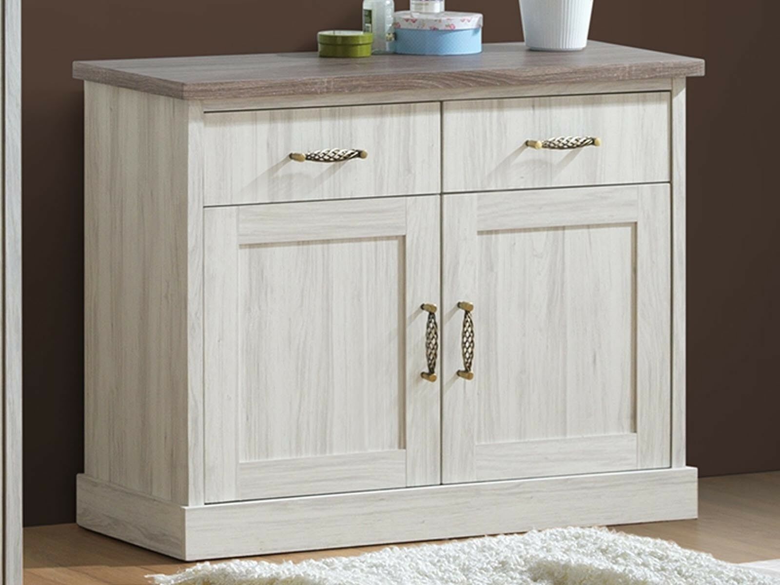 Commode ELANO 2 portes 2 tiroirs chêne clair/sonoma