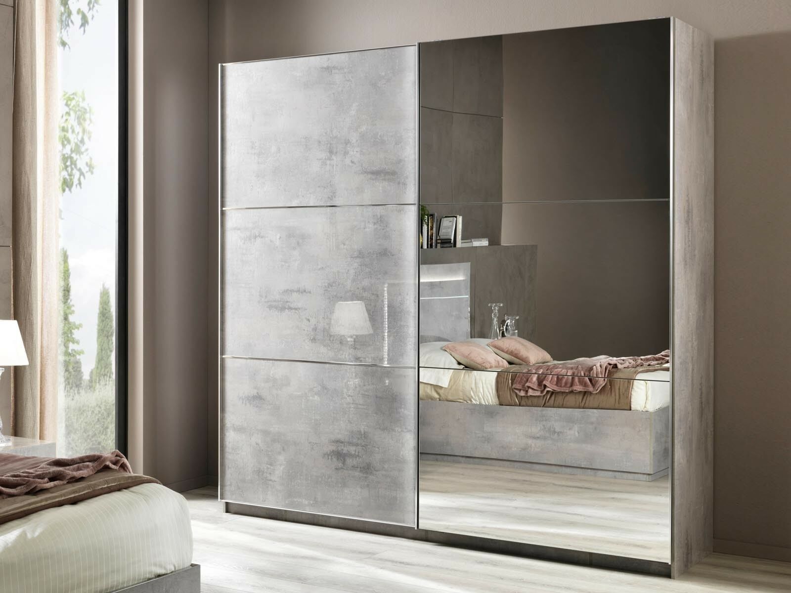 Armoire MARMO 2 portes coulissantes 180 cm marbre laqué