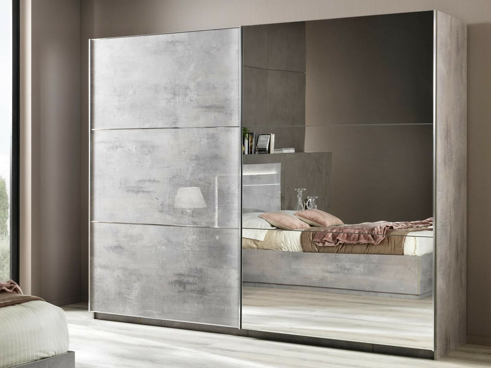 Armoire MARMO 2 portes coulissantes 230 cm marbre laqué