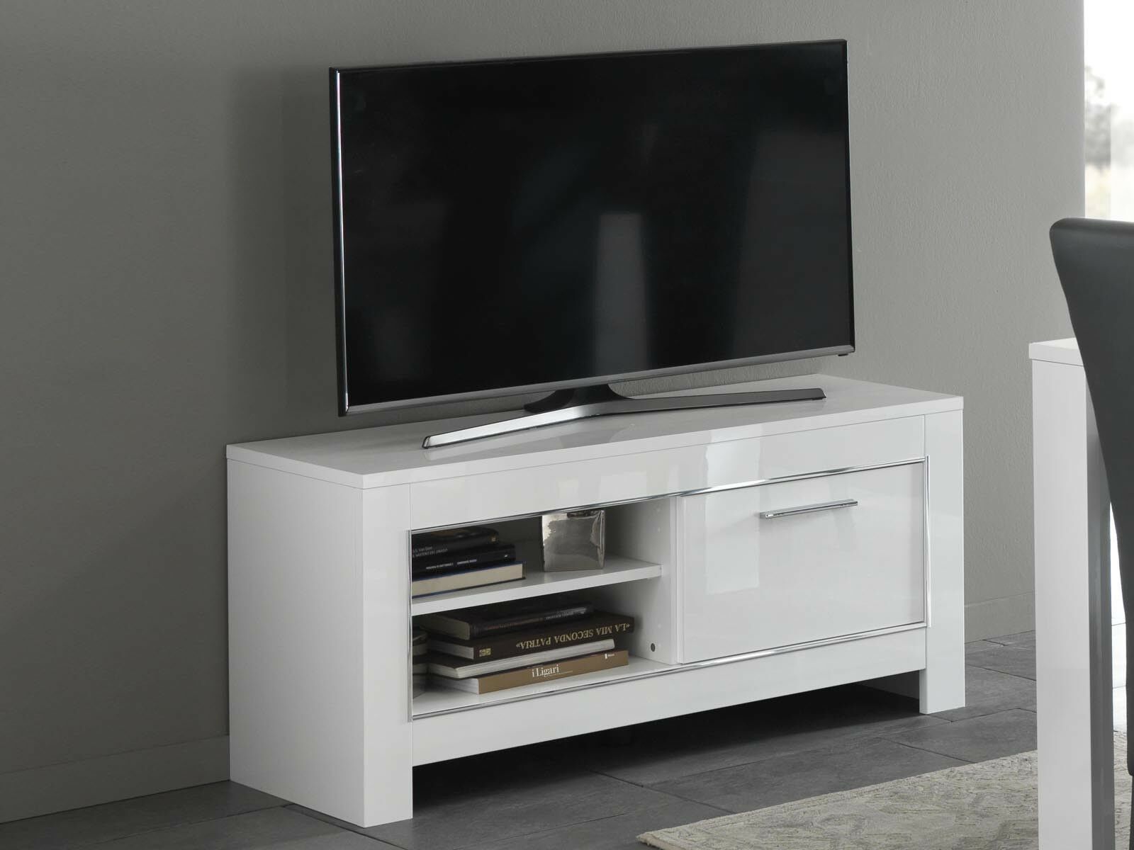 Meuble tv-hifi MADONNA 1 porte blanc laque