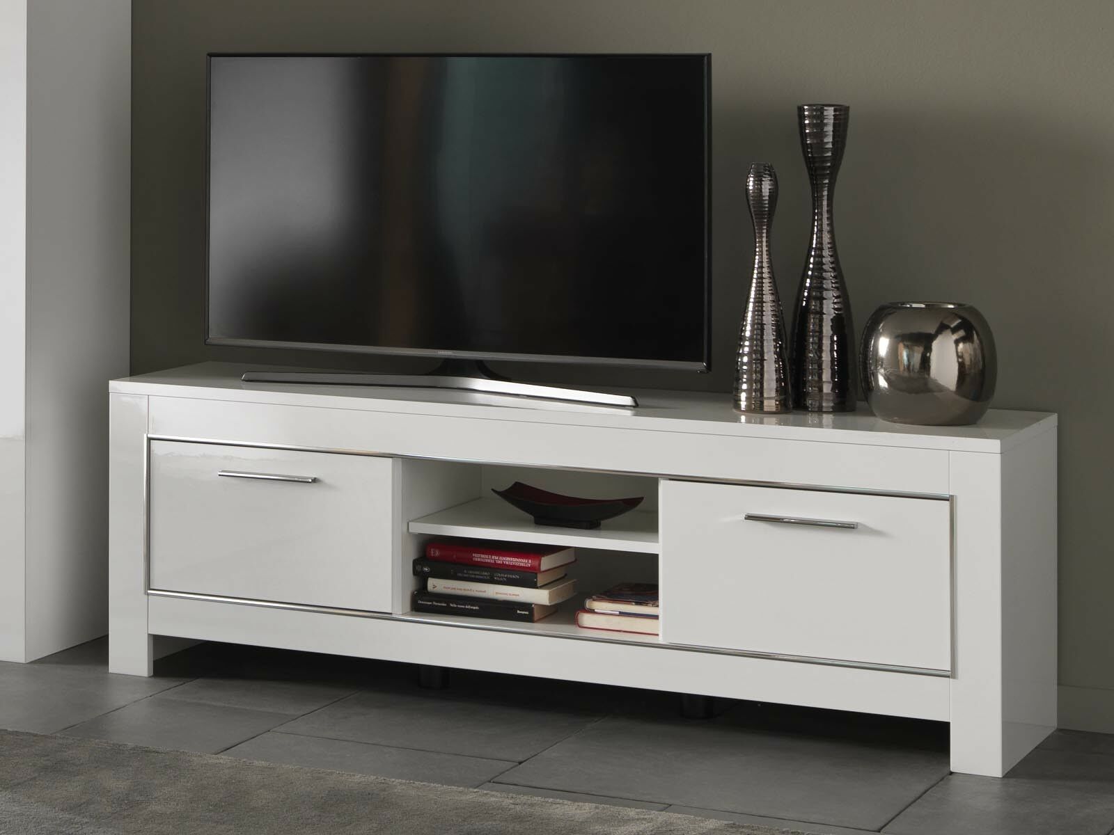 Meuble tv-hifi MADONNA 2 portes blanc laque