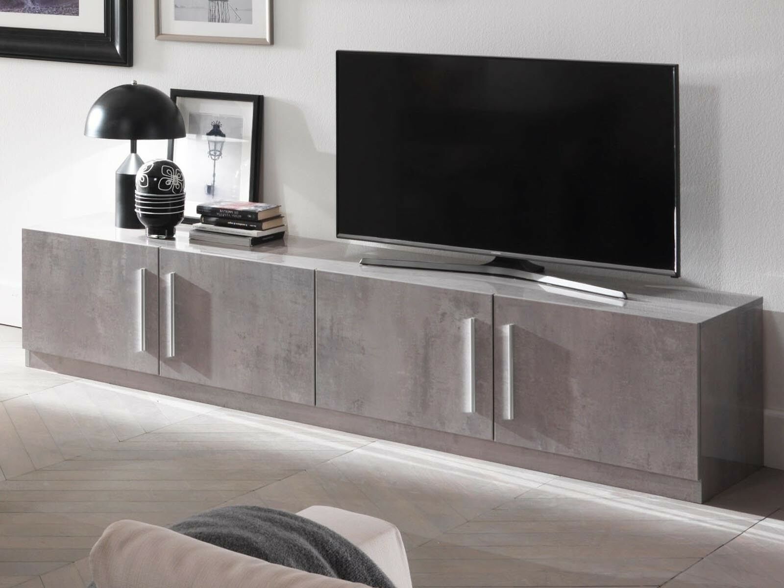 Meuble tv-hifi GRENADE 4 portes marbre laqué