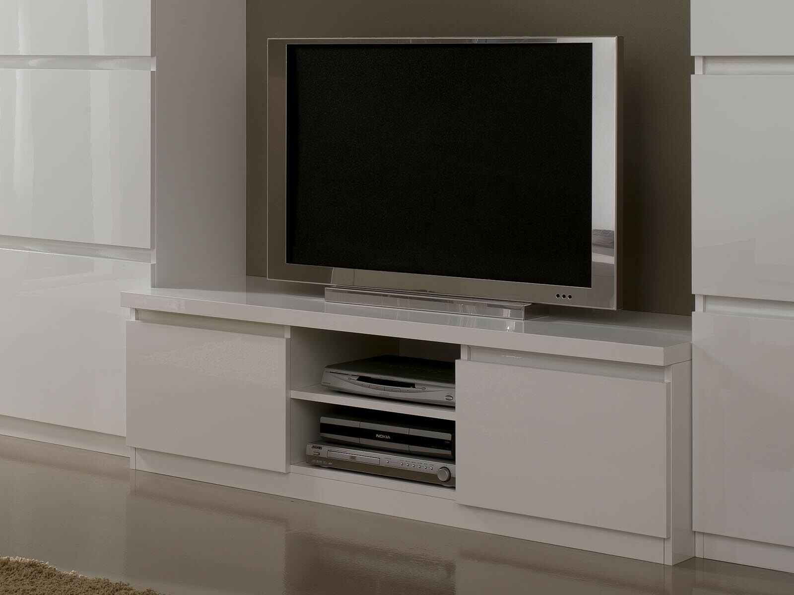 Meuble tv-hifi ROMEO 2 portes blanc laque