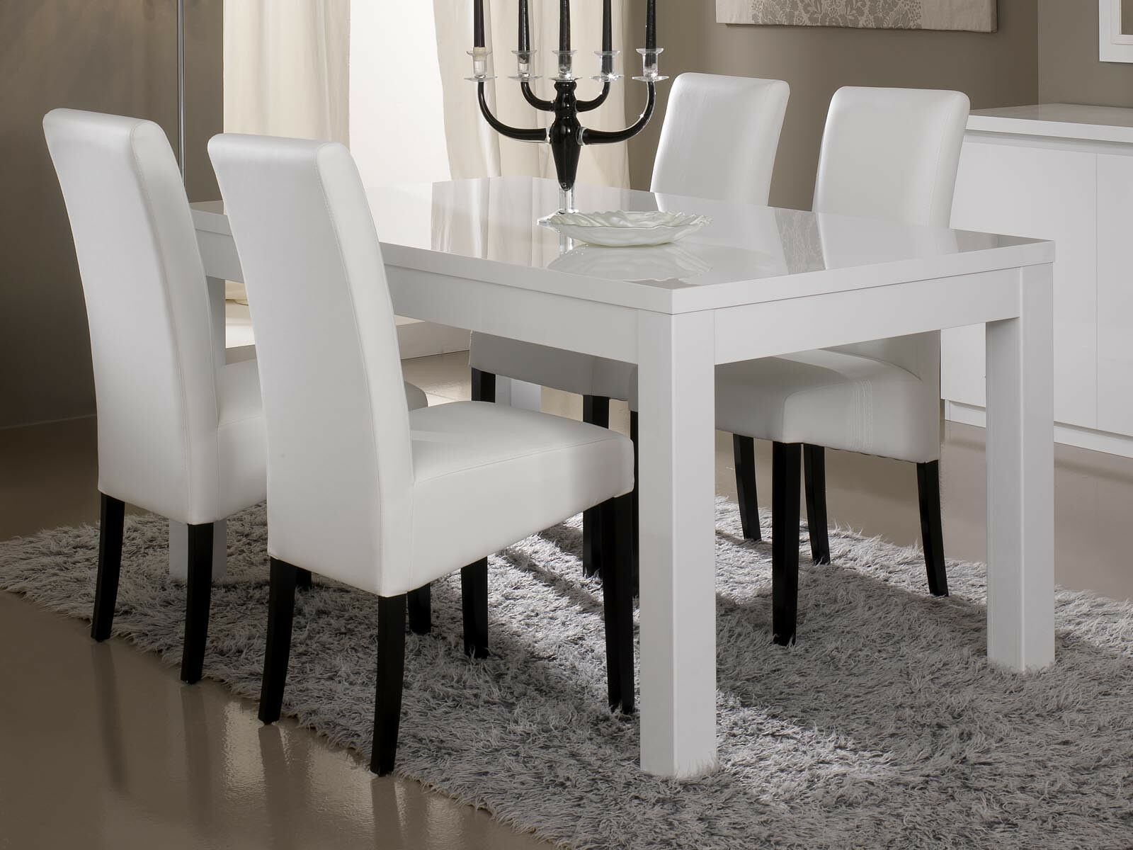 Table repas ROMEO 160 blanc laque