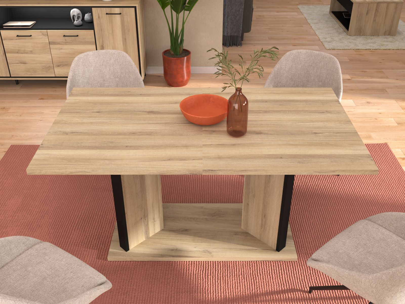 Table repas extensible OSTEO 160>200 cm chêne Kronberg/noir