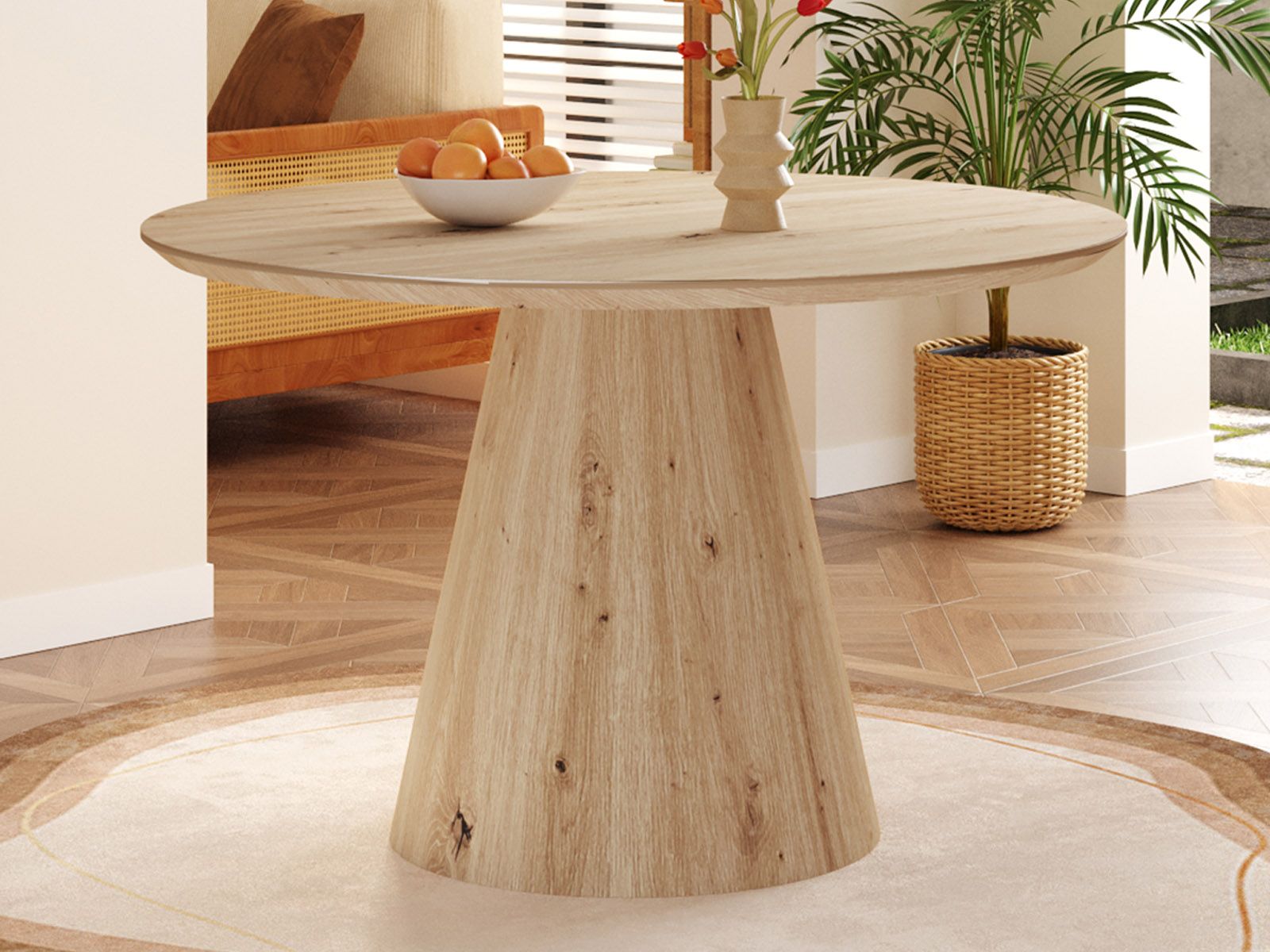 Table repas ronde TIZIANO 120 cm chêne vieilli