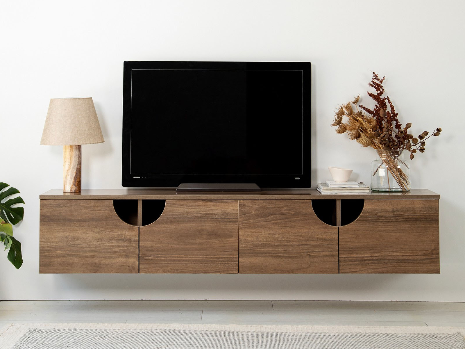 Meuble tv-hifi GROTTY 4 portes battantes noyer