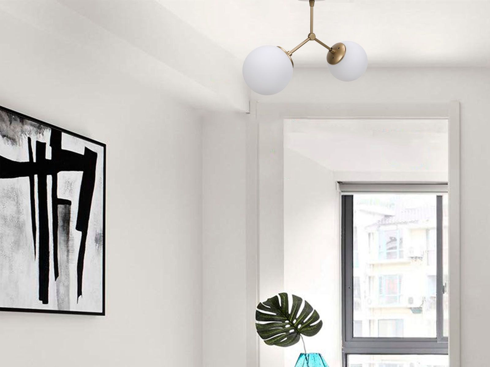 Suspension DAMSON 2 globes jaune