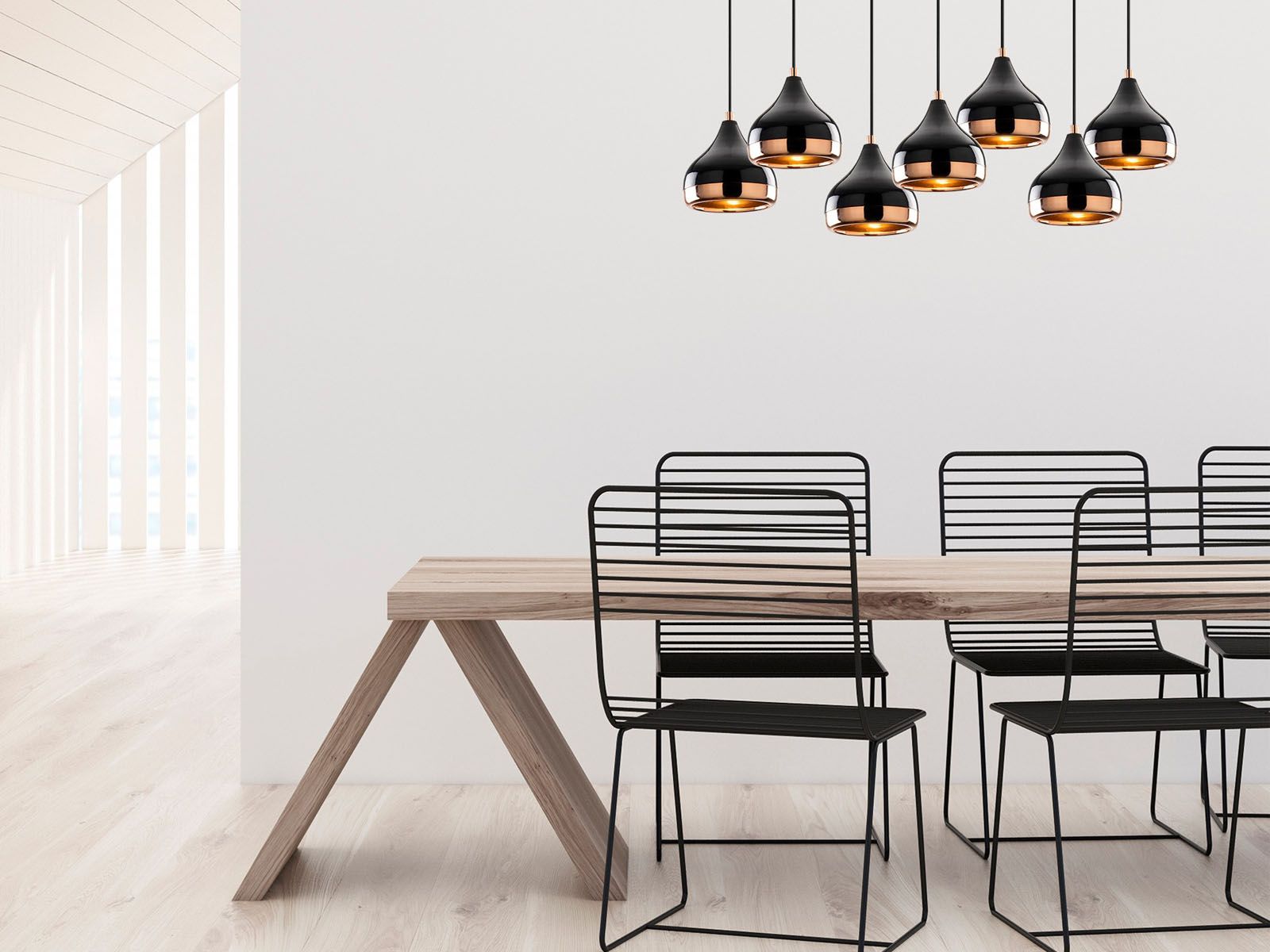 Luminaire suspendu YIN 7 lampes noir