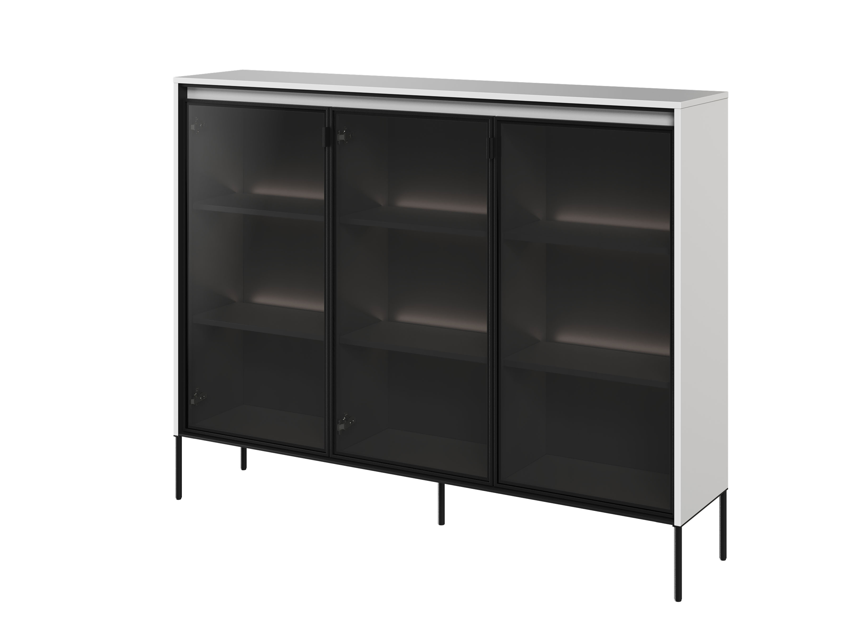 Vitrine TRAINING 3 portes blanc avec led