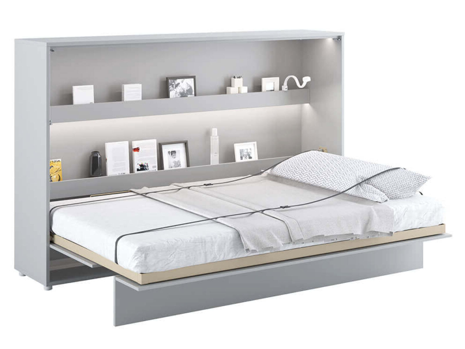 Lit mural escamotable CONCEPTION PRO 120x200 cm gris mat (horizontal) avec matelas