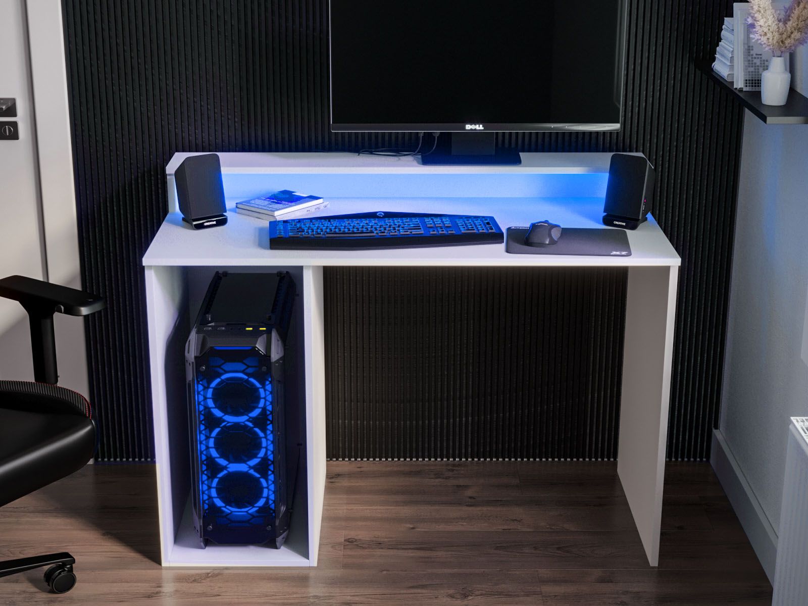Bureau gamer GEEK 106 cm blanc
