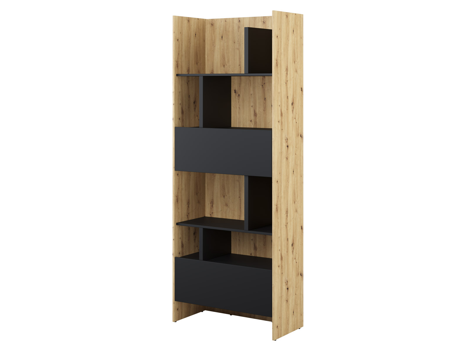 Armoire bureau CONCEPTION PRO 1 porte 1 tiroir noir/chêne artisan