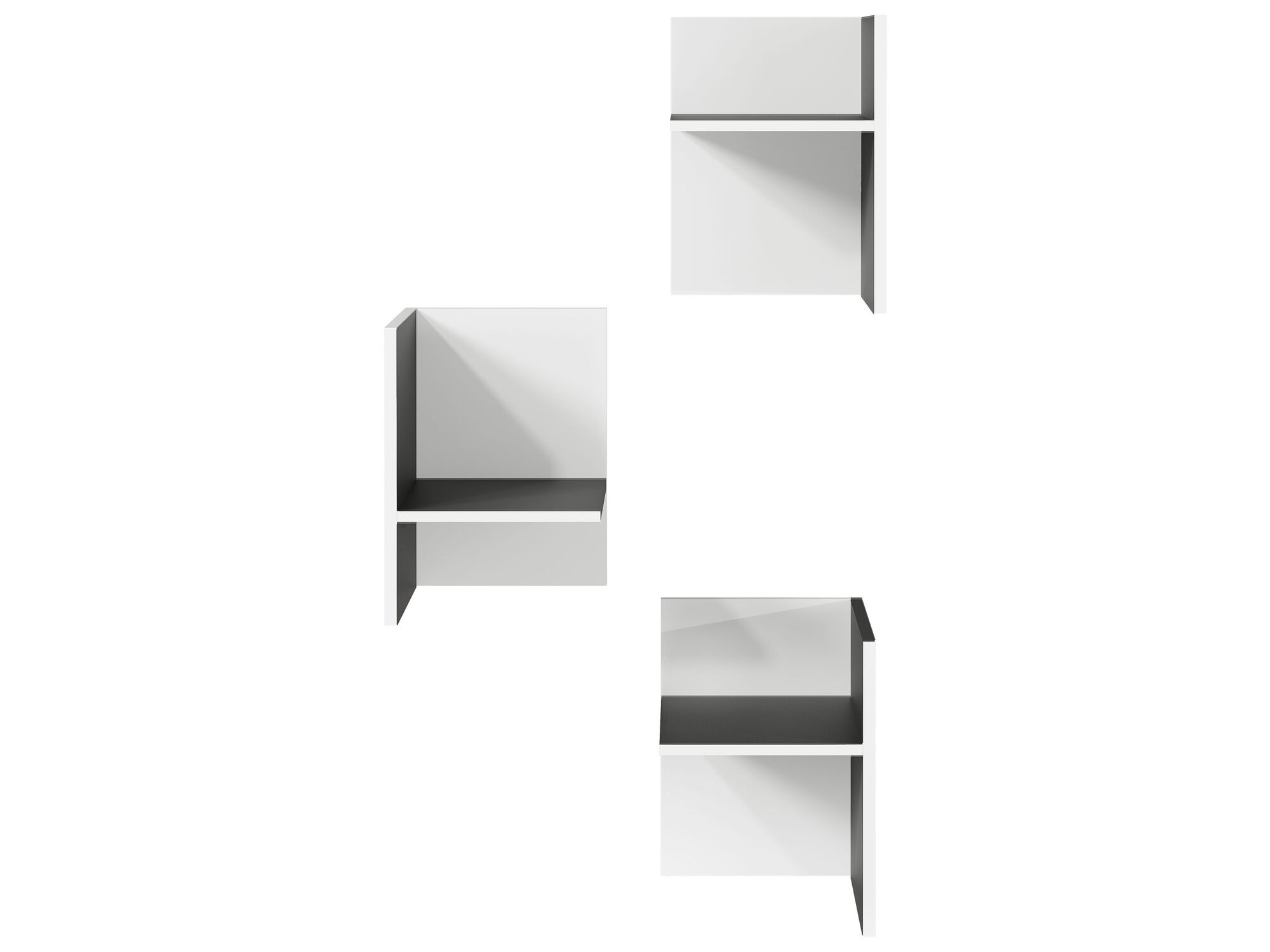 Lot de 3 étagères PASSATO blanc/graphite