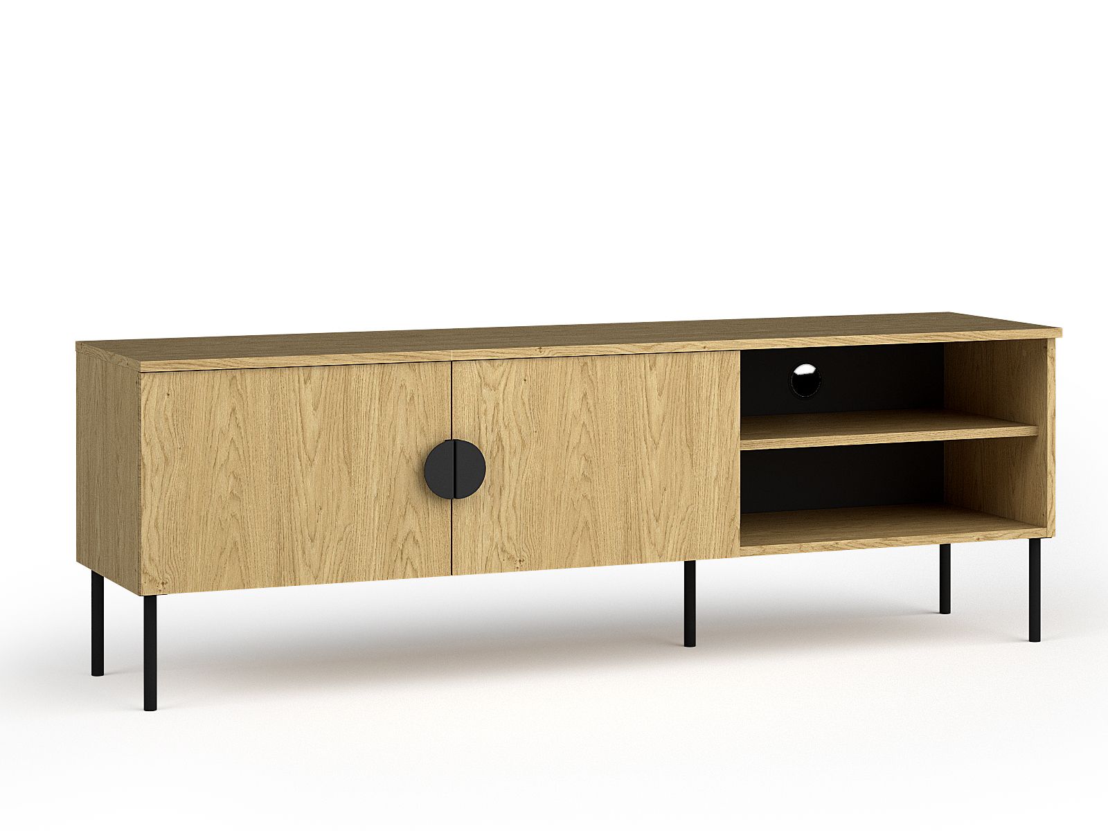Meuble tv-hifi MONDIE 160 cm 2 portes chêne baltique