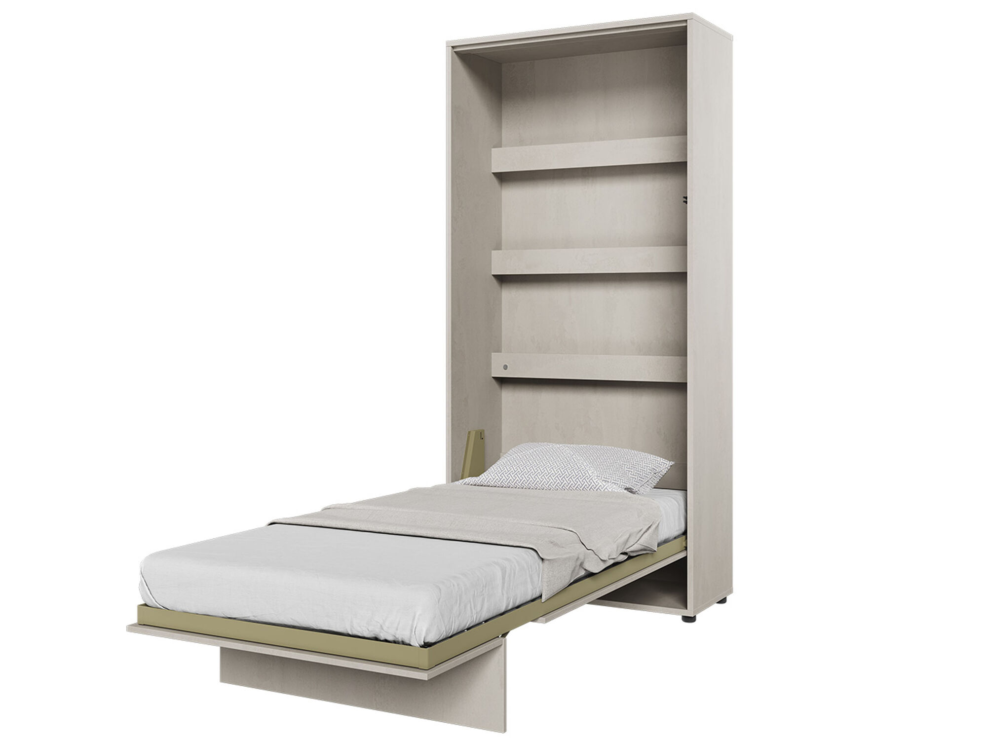 Lit mural escamotable CONCEPTION JUNIOR 90x200 cm gris soie (vertical)