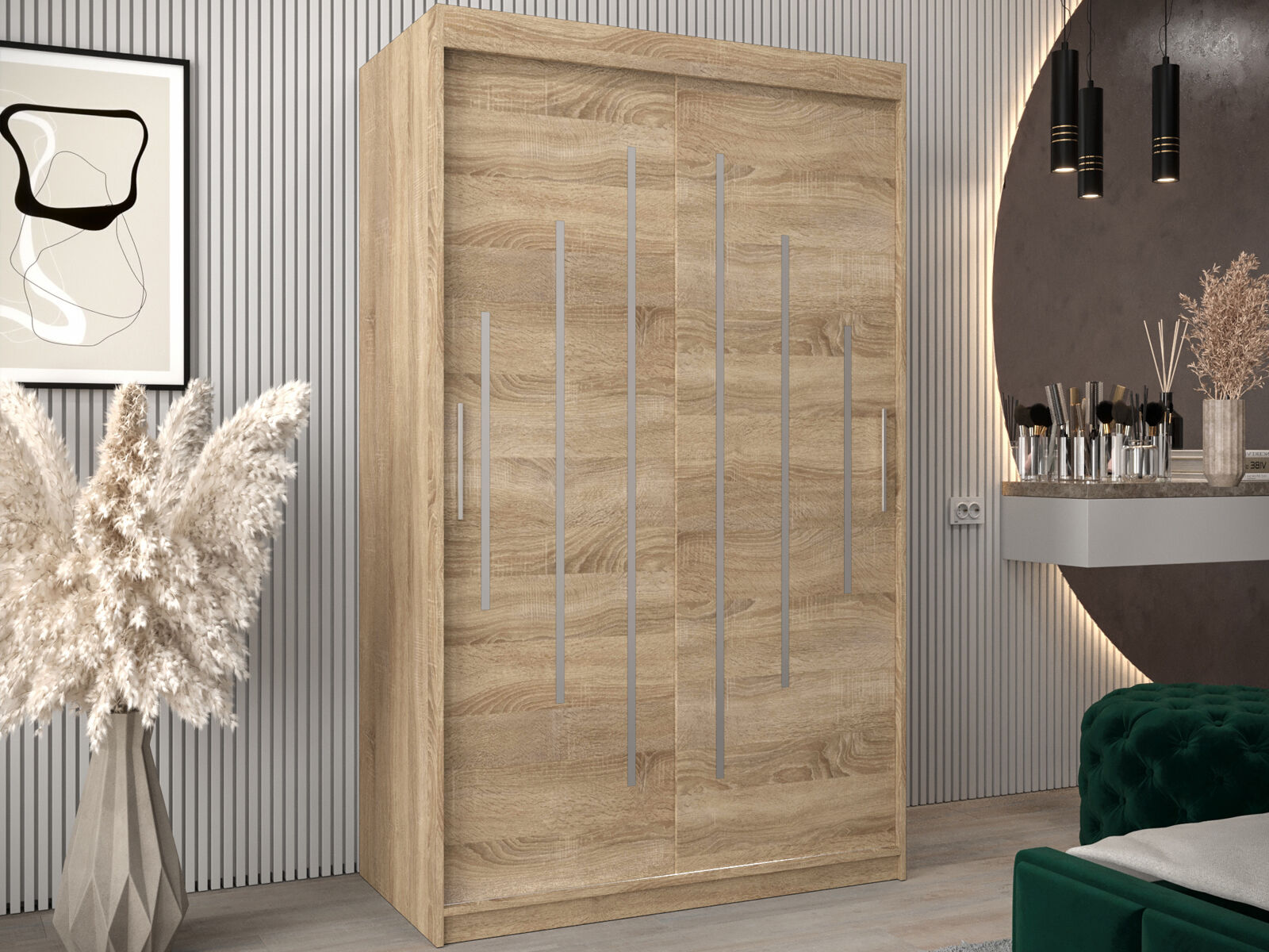  Armoire YORKNEW 2 portes coulissantes 120 cm sonoma