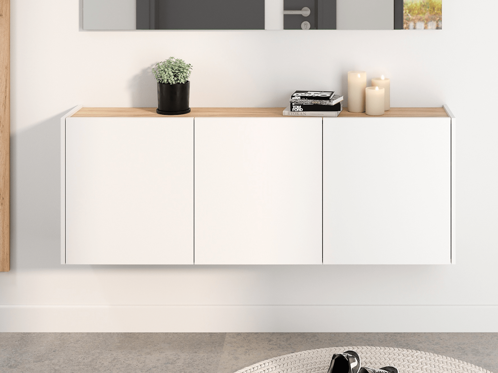 Buffet/bahut FABIAN 3 portes blanc/chêne navarra