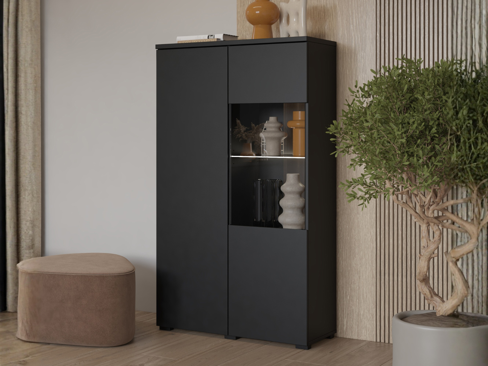 Vitrine MODOK 2 portes noir