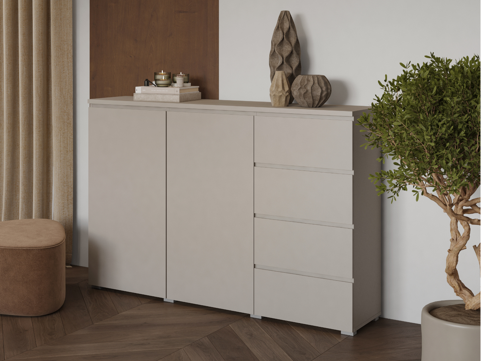 Buffet/bahut MODOK 2 portes 4 tiroirs cachemire