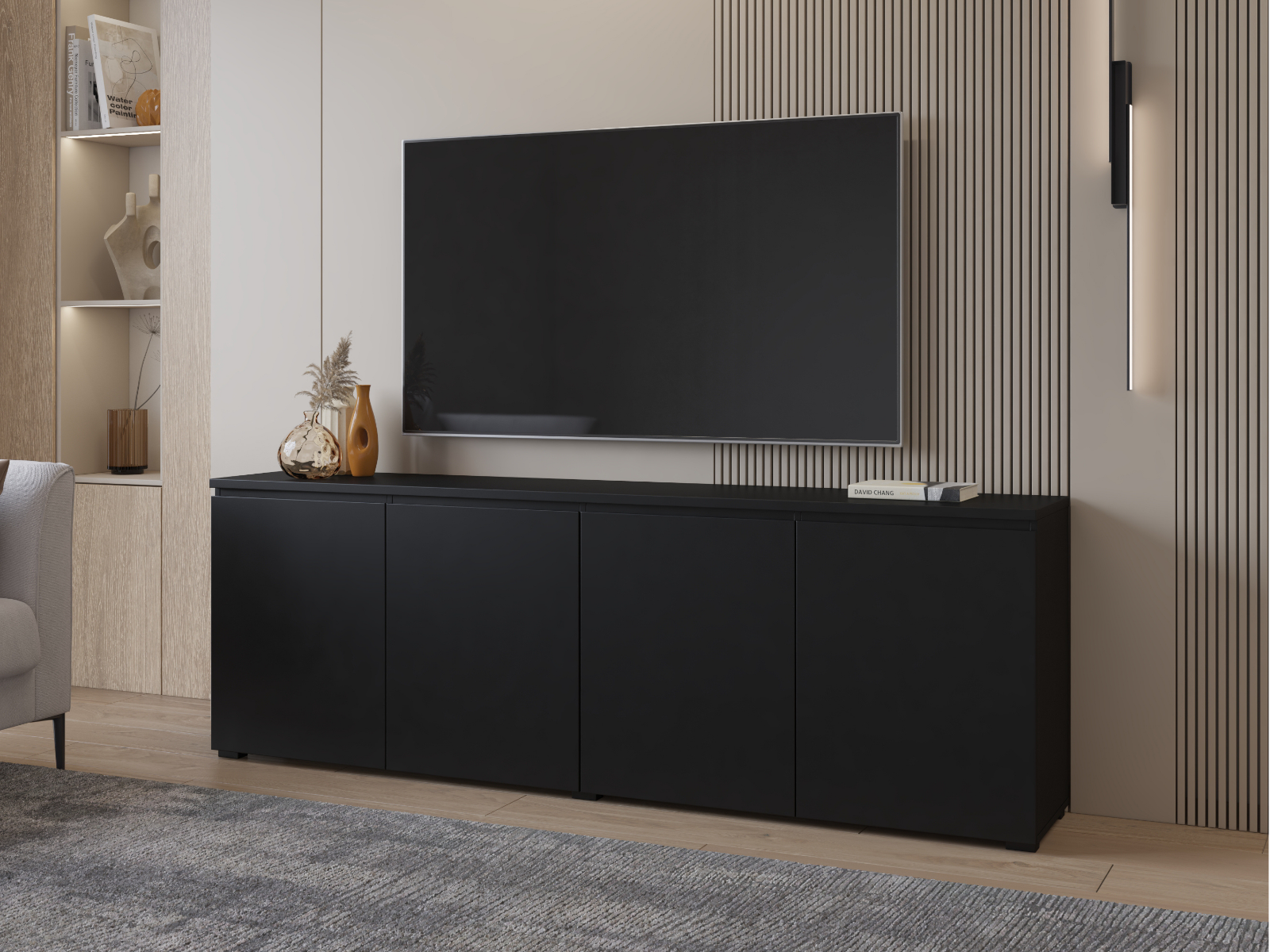 Meuble tv-hifi MODOK 4 portes noir