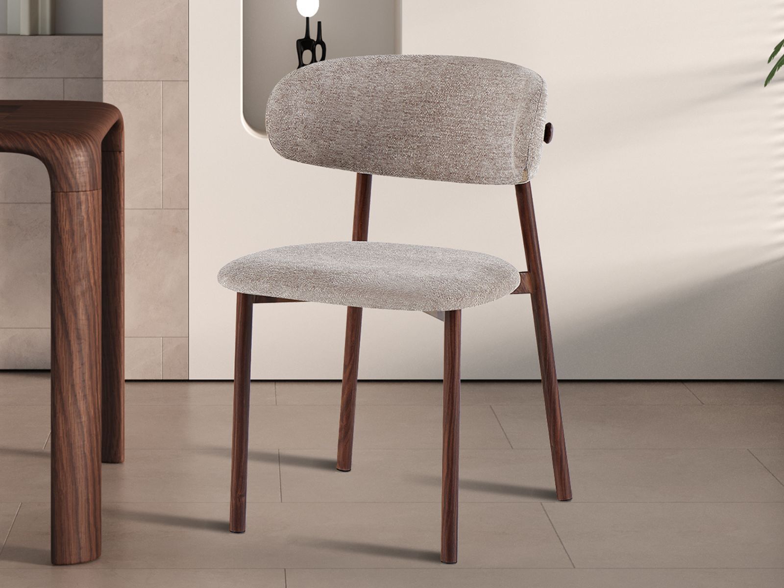 Chaise COCOTE noyer tissu sable