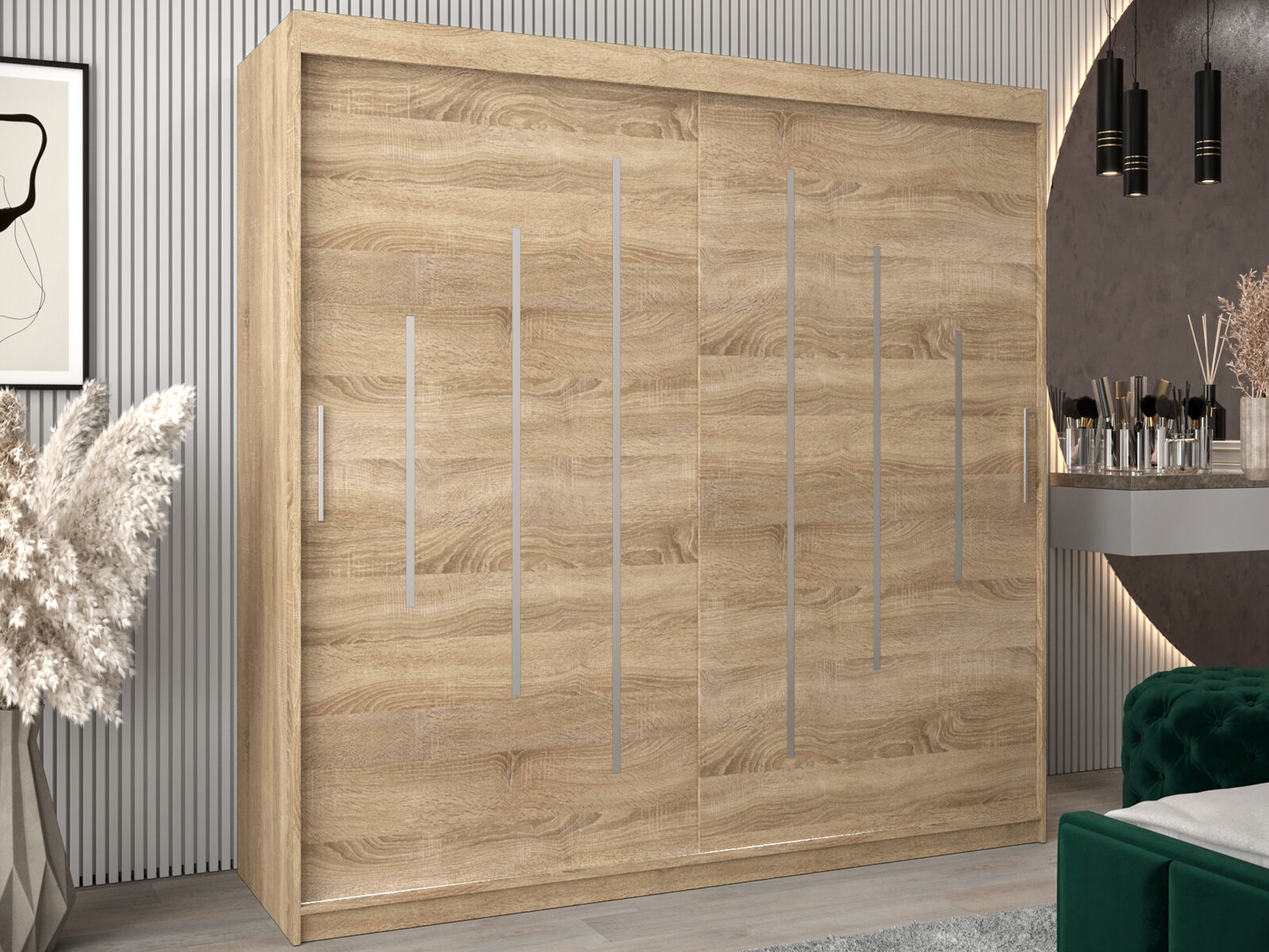 Armoire YORKNEW 2 portes coulissantes 200 cm sonoma