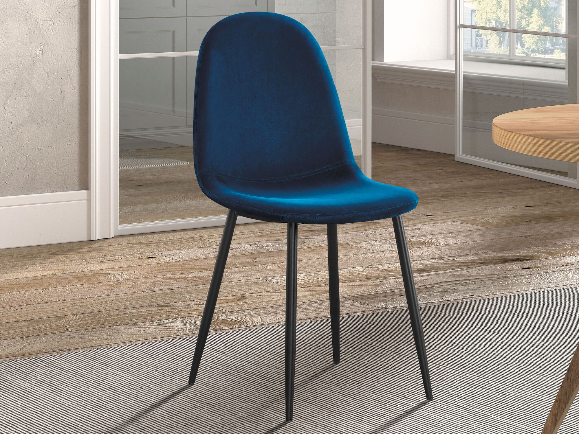 Chaise BOYA velours bleu foncé