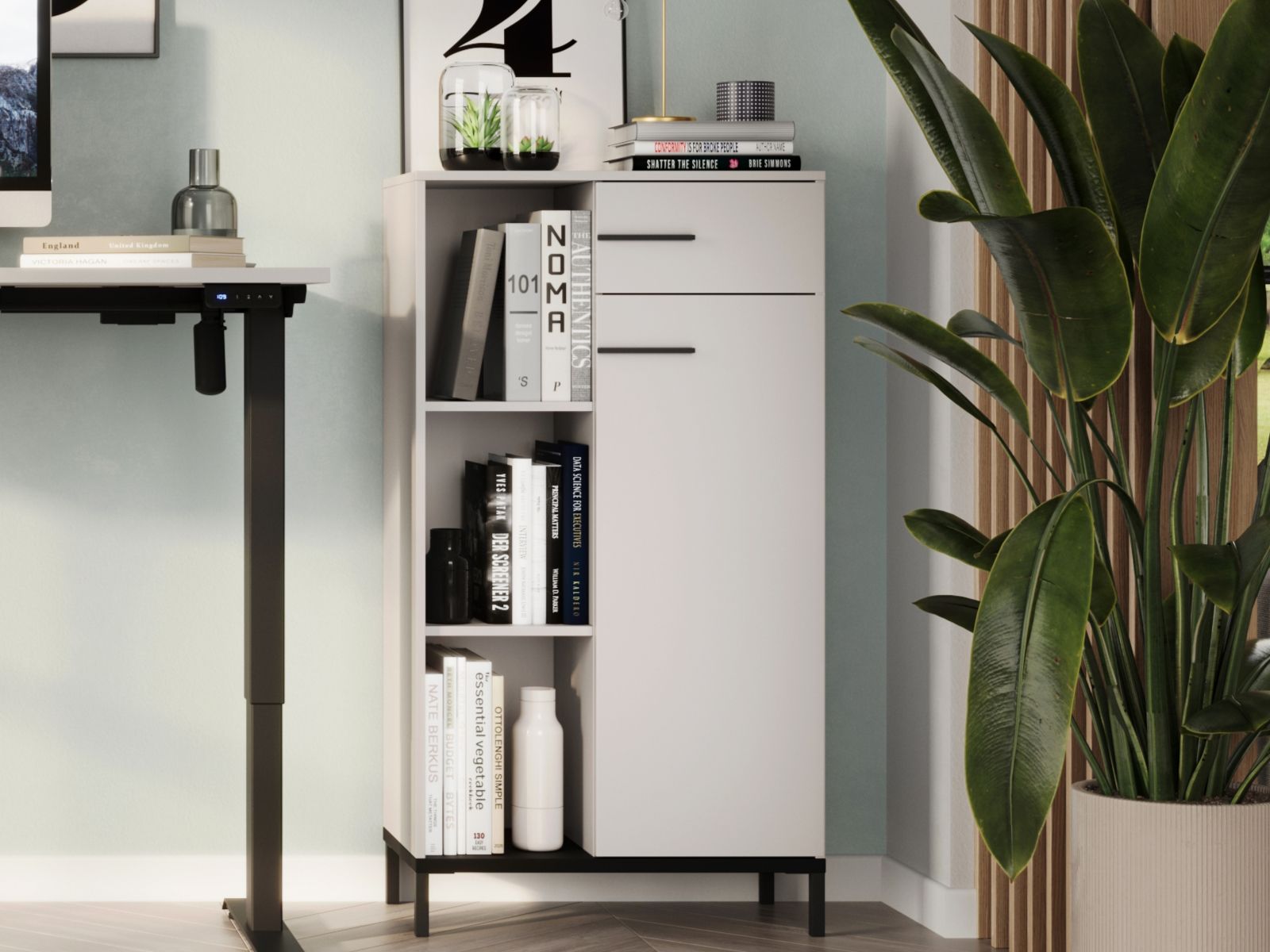 Armoire POLYGON 1 porte 1 tiroir cachemire