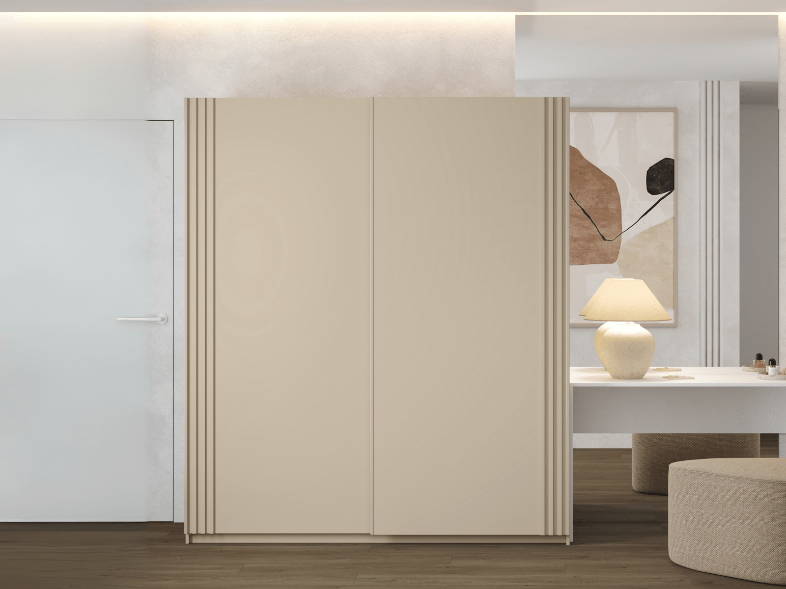 Armoire NIVAK 2 portes coulissantes 180 cm cachemire