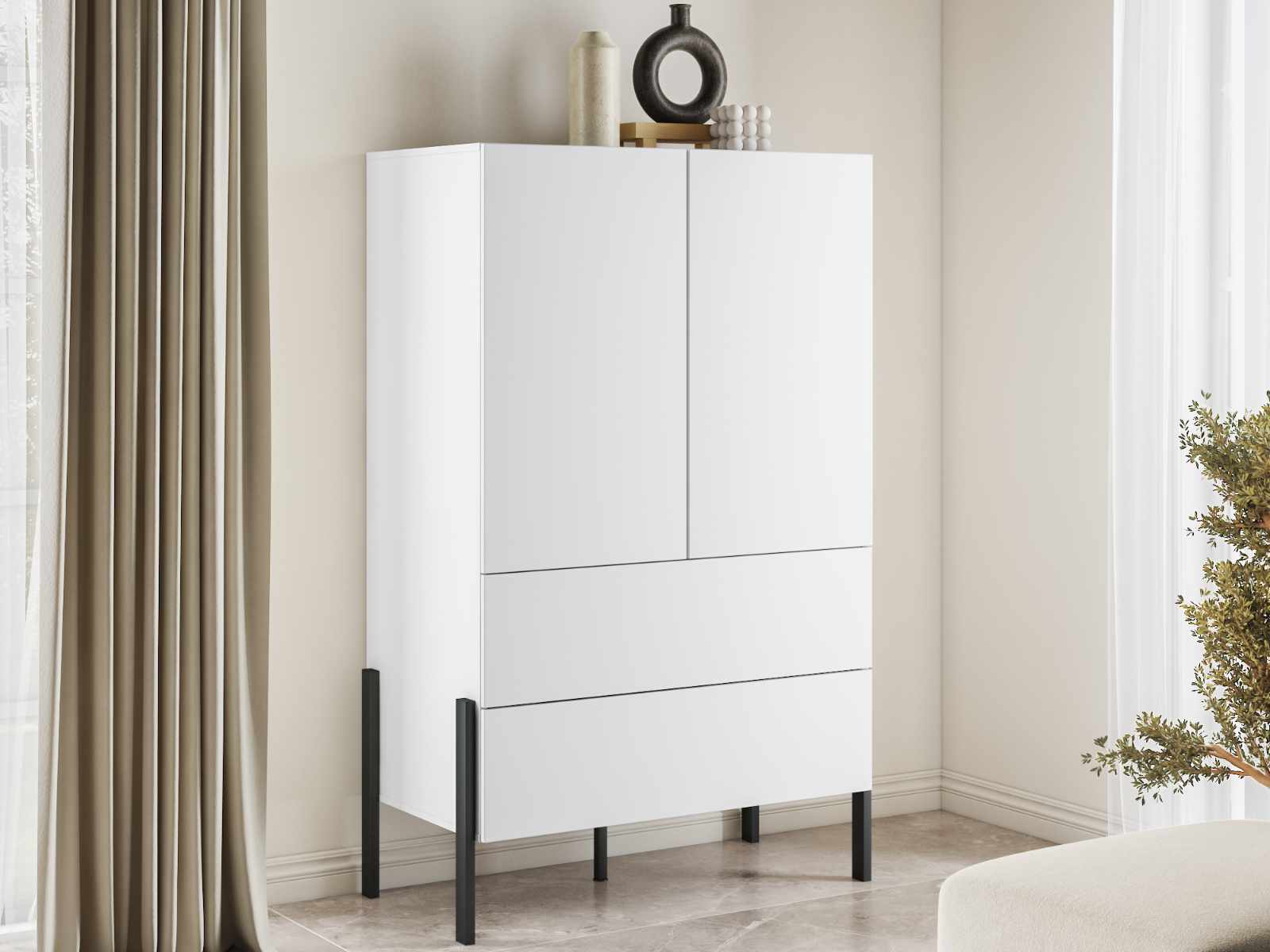 Armoire JUKAMI 2 portes 2 tiroirs blanc