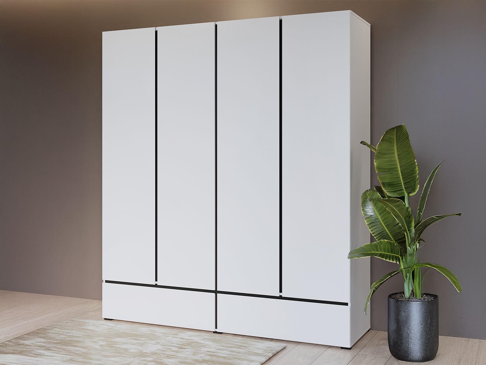 Armoire CROSSAIR 4 portes 2 tiroirs blanc