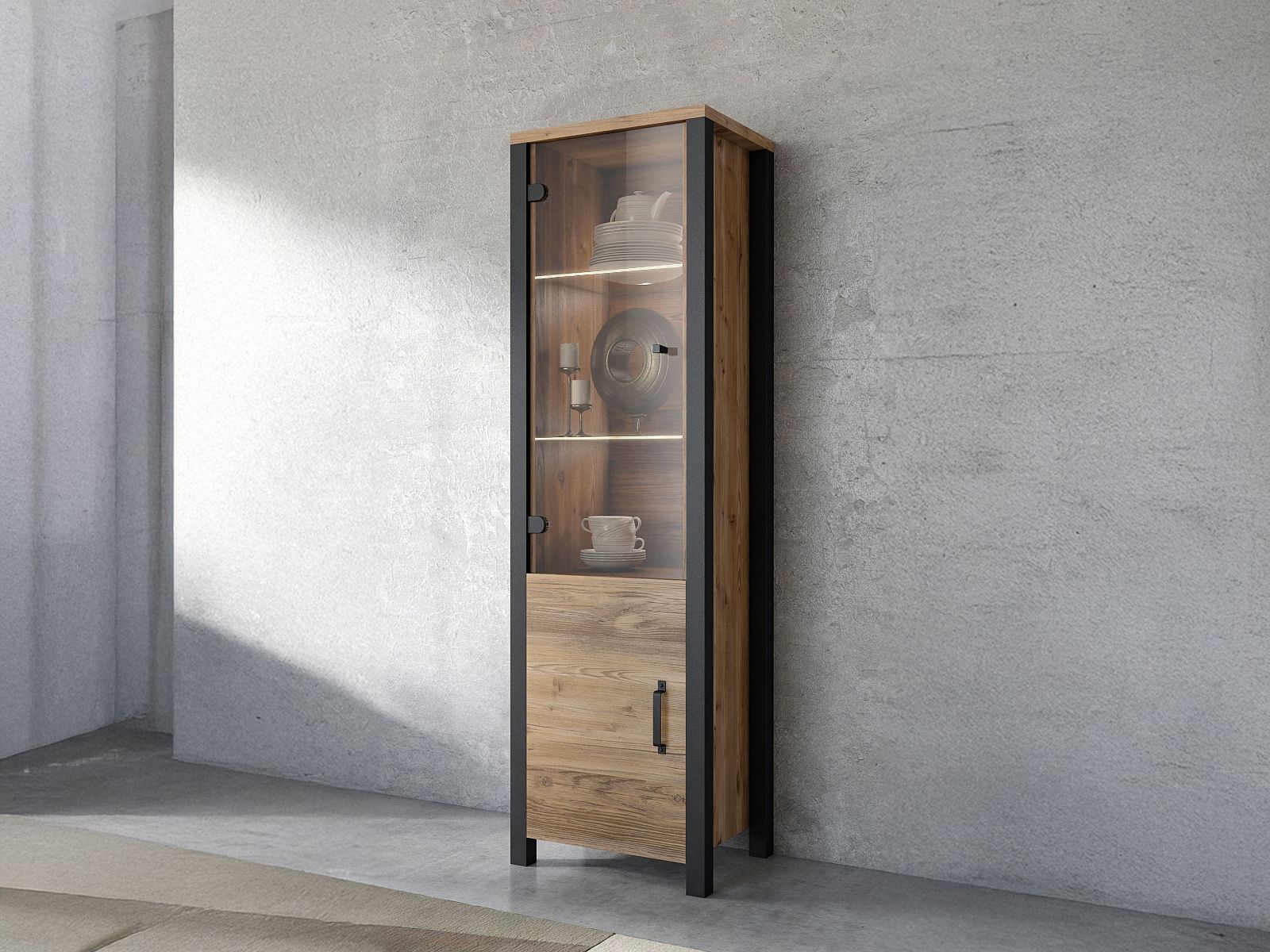 Colonne OLIANNE 2 portes épicéa appenzeller/noir