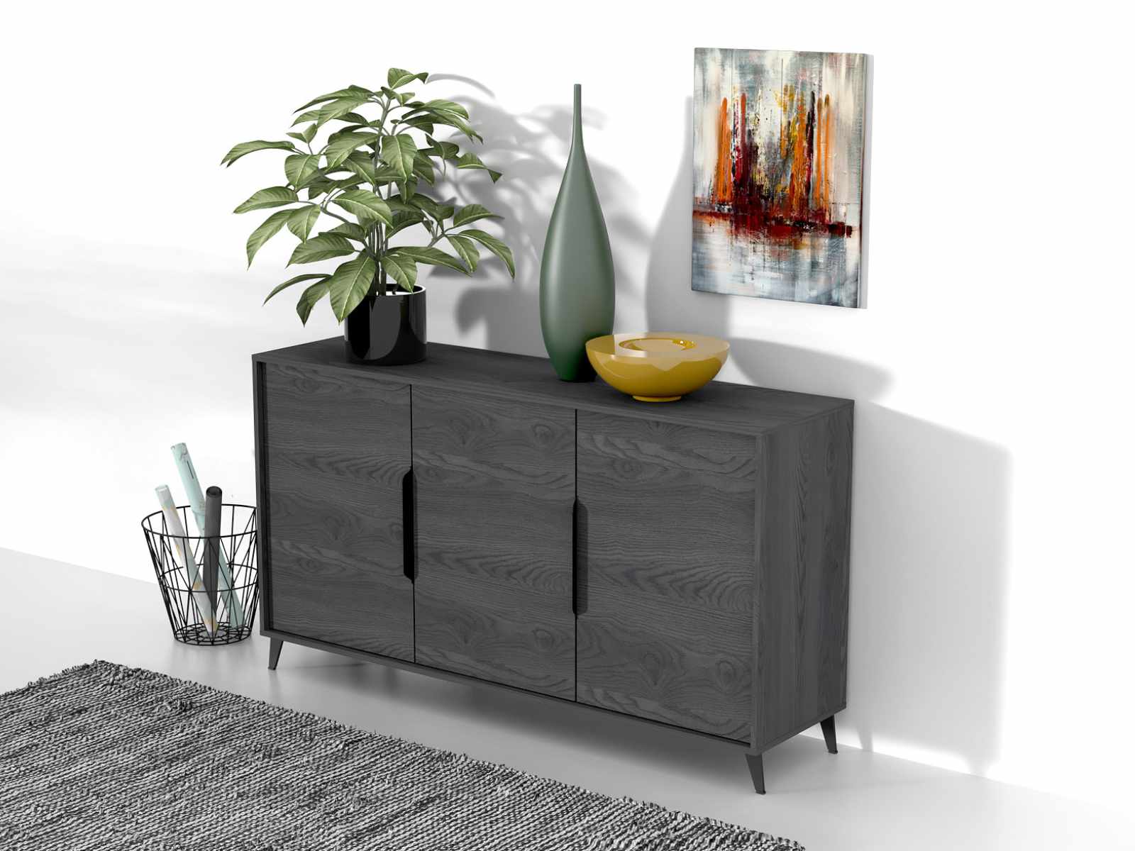 Buffet/bahut ETNORIA 3 portes chêne carbon