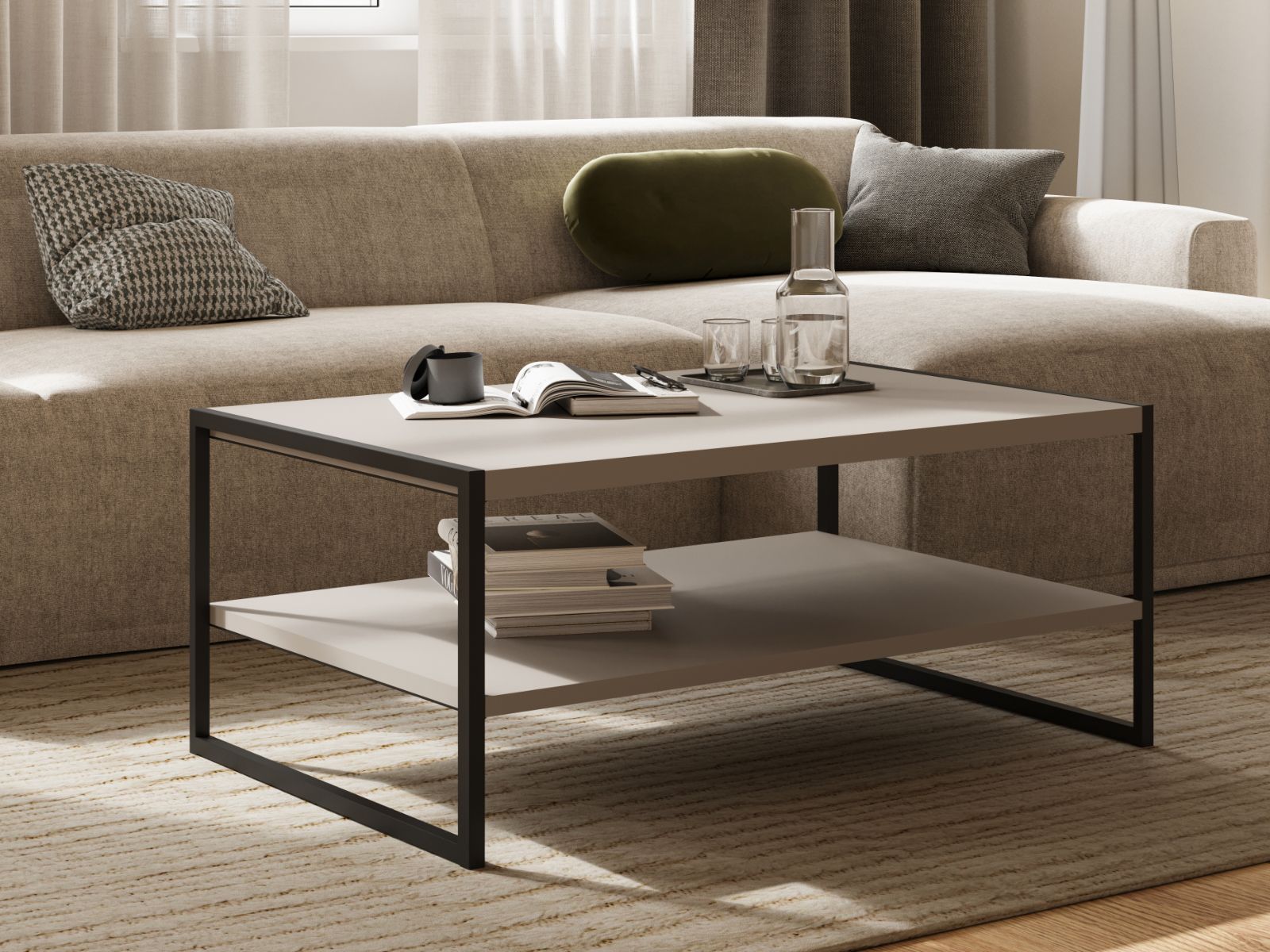 Table basse EKOWA 100 cm taupe/noir