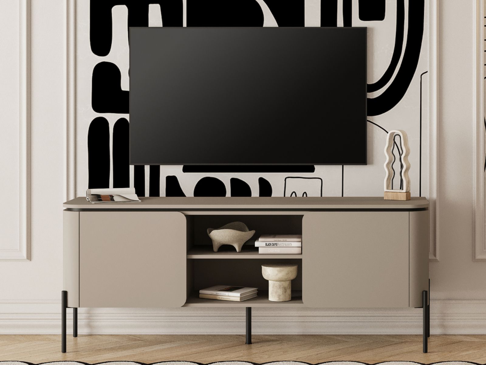 Meuble tv-hifi BELLATRE 2 portes taupe