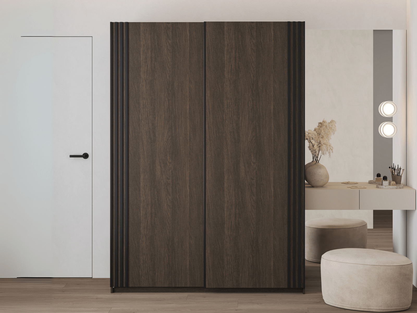 Armoire NIVAK 2 portes coulissantes 150 cm chêne dunin