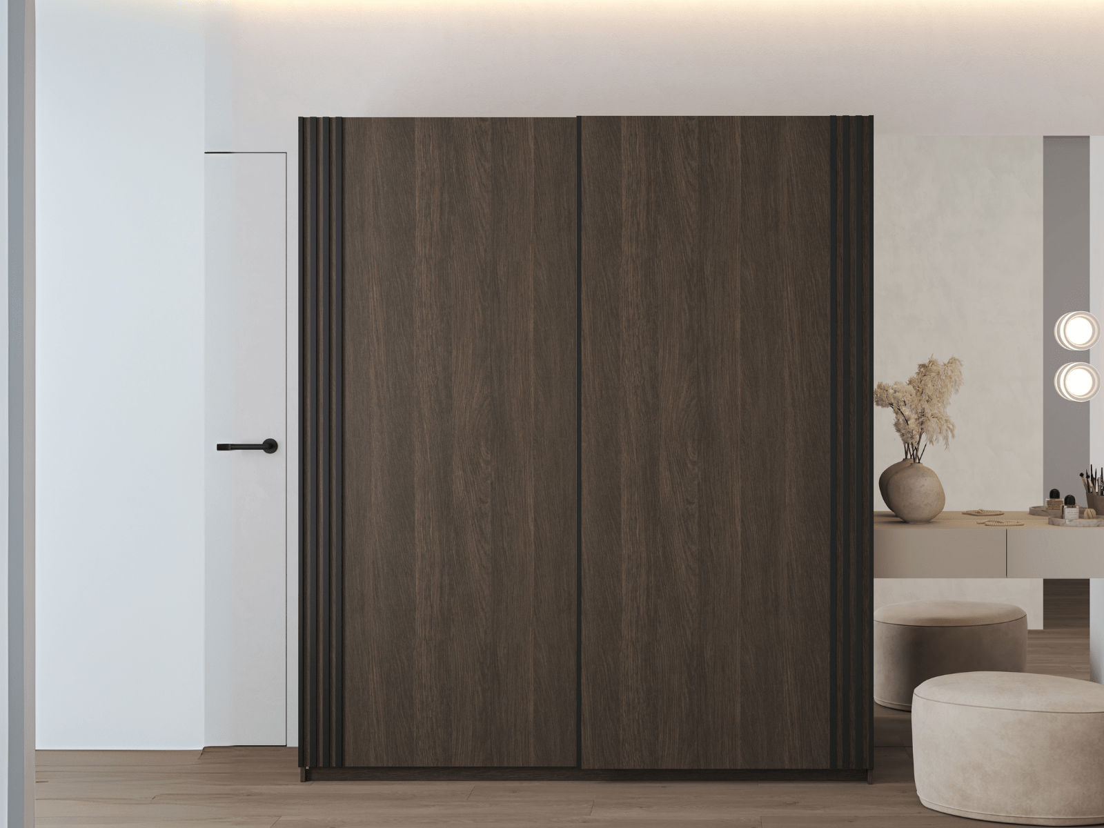 Armoire NIVAK 2 portes coulissantes 180 cm chêne dunin