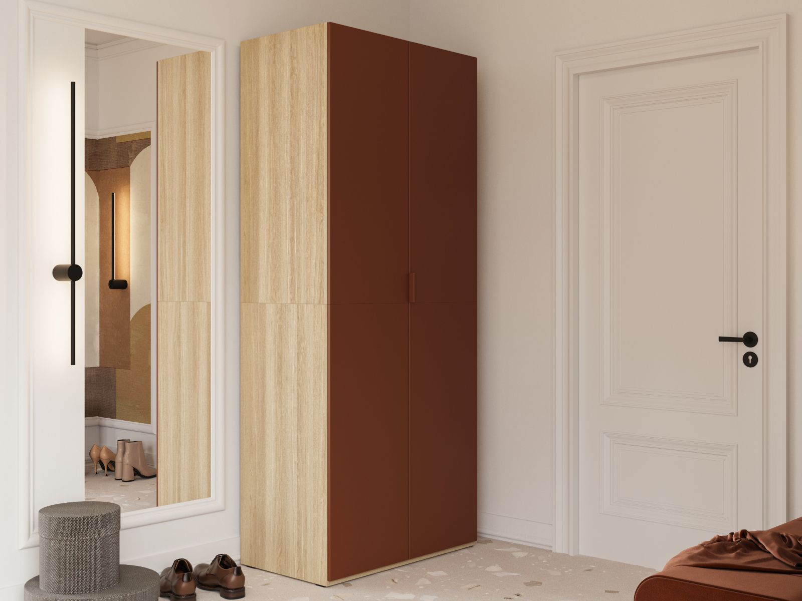 Armoire MATANA 2 portes terracotta/chêne élégant