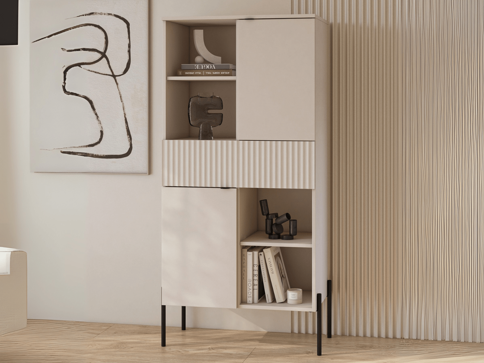 Armoire ORES 2 portes 1 tiroir cachemire